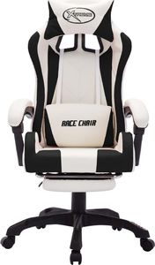 Fotel vidaXL z RGB LED biało-czarny z podnóżkiem 4