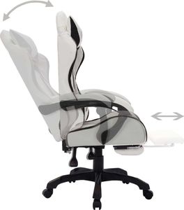 Fotel vidaXL z RGB LED biało-czarny z podnóżkiem 5