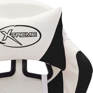 Fotel vidaXL z RGB LED biało-czarny z podnóżkiem 7