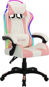 Fotel vidaXL z RGB LED biało-różowo-czarny 1