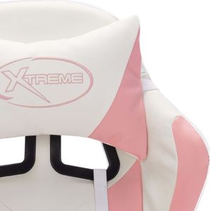 Fotel vidaXL z RGB LED biało-różowo-czarny 7