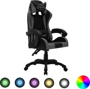 Fotel vidaXL z RGB LED czarno-szary 1