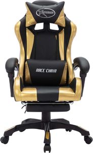 Fotel vidaXL z RGB LED czarno-złoty z ponóżkiem 4