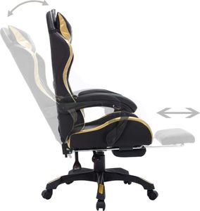 Fotel vidaXL z RGB LED czarno-złoty z ponóżkiem 5