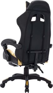 Fotel vidaXL z RGB LED czarno-złoty z ponóżkiem 6