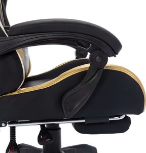 Fotel vidaXL z RGB LED czarno-złoty z ponóżkiem 7