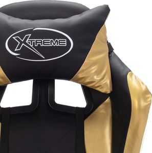 Fotel vidaXL z RGB LED czarno-złoty z ponóżkiem 8