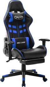 Fotel vidaXL gamingowy z podnóżkiem czarno-niebieski (20510) 1