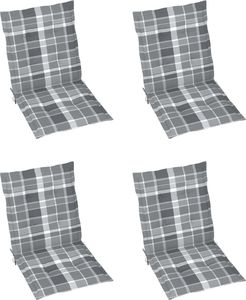 vidaXL Poduszki na krzesła ogrodowe, 4 szt., szara kratka, 100x50x4 cm (314156) 1