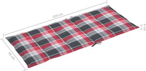 vidaXL Poduszki na krzesła, 2 szt., czerwona krata, 120x50x4 cm (314125) 6