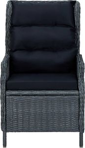 vidaXL Rozkładane krzesło ogrodowe poduszki polirattan ciemnoszare 3