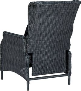 vidaXL Rozkładane krzesło ogrodowe poduszki polirattan ciemnoszare 5