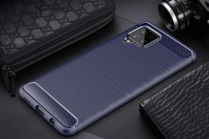 Carbon Case elastyczne etui pokrowiec Samsung Galaxy A42 5G niebieski 3