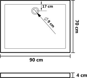 Brodzik vidaXL prostokątny 90 cm x 70 cm (148896) 7