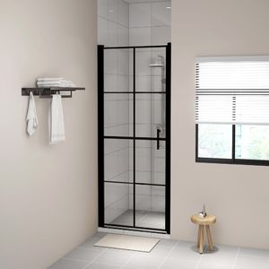 vidaXL Drzwi prysznicowe, hartowane szkło, 91 x 195 cm, czarne 1