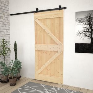 vidaXL Drzwi przesuwne z osprzętem, 90x210 cm, lite drewno sosnowe 1