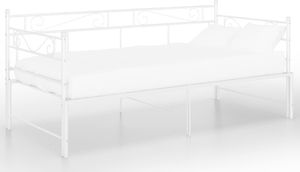 vidaXL Sofa z wysuwaną ramą łóżka, biała, metalowa, 90x200 cm 2