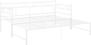 vidaXL Sofa z wysuwaną ramą łóżka, biała, metalowa, 90x200 cm 4