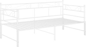 vidaXL Sofa z wysuwaną ramą łóżka, biała, metalowa, 90x200 cm 6