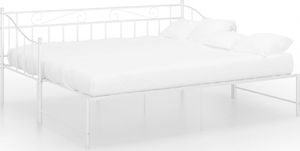 vidaXL Sofa z wysuwaną ramą łóżka, biała, metalowa, 90x200 cm 1