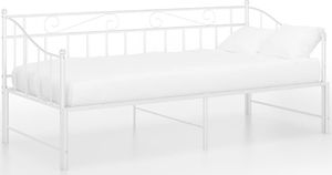 vidaXL Sofa z wysuwaną ramą łóżka, biała, metalowa, 90x200 cm 2
