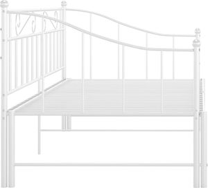 vidaXL Sofa z wysuwaną ramą łóżka, biała, metalowa, 90x200 cm 7