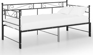 vidaXL Sofa z wysuwaną ramą łóżka, czarna, metalowa, 90x200 cm 2