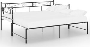 vidaXL Sofa z wysuwaną ramą łóżka, czarna, metalowa, 90x200 cm 3