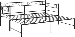 vidaXL Sofa z wysuwaną ramą łóżka, czarna, metalowa, 90x200 cm 4