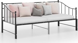 vidaXL Sofa z wysuwaną ramą łóżka, czarna, metalowa, 90x200 cm 1