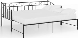 vidaXL Sofa z wysuwaną ramą łóżka, czarna, metalowa, 90x200 cm 2