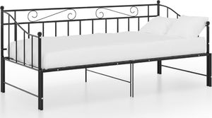 vidaXL Sofa z wysuwaną ramą łóżka, czarna, metalowa, 90x200 cm 3