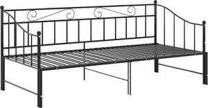 vidaXL Sofa z wysuwaną ramą łóżka, czarna, metalowa, 90x200 cm 6