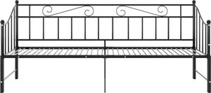 vidaXL Sofa z wysuwaną ramą łóżka, czarna, metalowa, 90x200 cm 7