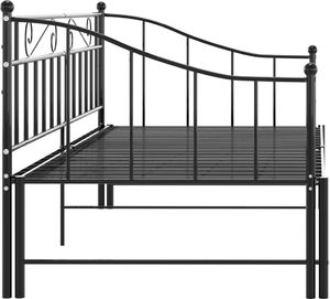 vidaXL Sofa z wysuwaną ramą łóżka, czarna, metalowa, 90x200 cm 8