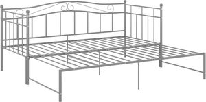 vidaXL Sofa z wysuwaną ramą łóżka, szara, metalowa, 90x200 cm 3