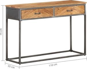 vidaXL Stolik konsola, 110 x 35 x 75 cm, lite drewno akacjowe 6