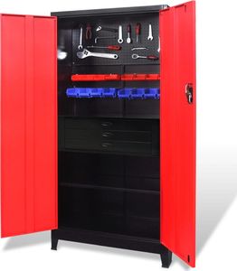 vidaXL Szafa narzędziowa, stal, 90x40x180 cm, czarno-czerwona 1