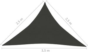vidaXL Żagiel przeciwsłoneczny, 160 g/m, antracyt, 2,5x2,5x3,5m, HDPE 6