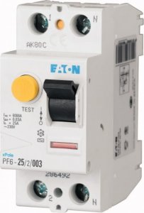 Eaton Wyłącznik różnicowoprądowy 2P 25A 0,5A typ AC PF6-25/2/05 286495 1