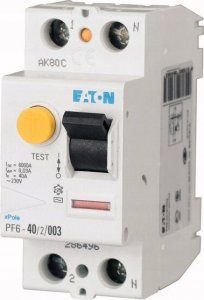 Eaton Wyłącznik różnicowoprądowy 2P 40A 0,5A typ AC PF6-40/2/05 286499 1