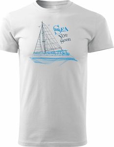 Topslang Koszulka żeglarska dla żeglarza z jachtem żaglówką męska biała REGULAR M 1