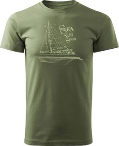 Topslang Koszulka żeglarska dla żeglarza z jachtem żaglówką męska khaki REGULAR S 1