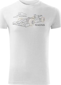 Topslang Koszulka z formułą 1 formuła 1 F1 bolidem formuły męska biała SLIM XL 1
