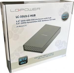 Kieszeń LC-Power 3.5" SATA - USB-C 3.2 Gen 2 +  USB Hub (LC-35U3-C-HUB) 6
