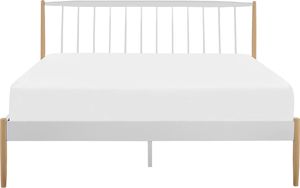 Beliani Łóżko metalowe 160 x 200 cm białe MAURS 2