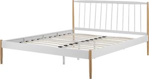 Beliani Łóżko metalowe 160 x 200 cm białe MAURS 3