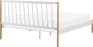 Beliani Łóżko metalowe 160 x 200 cm białe MAURS 4