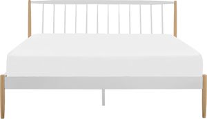 Beliani Łóżko metalowe 180 x 200 cm białe MAURS 2