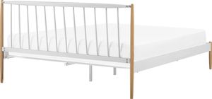 Beliani Łóżko metalowe 180 x 200 cm białe MAURS 3